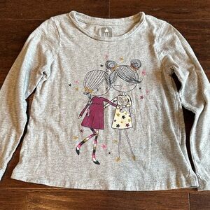 GAP Girls' Gray Long Sleeve Shirt with Graphic Design, Sz 5T